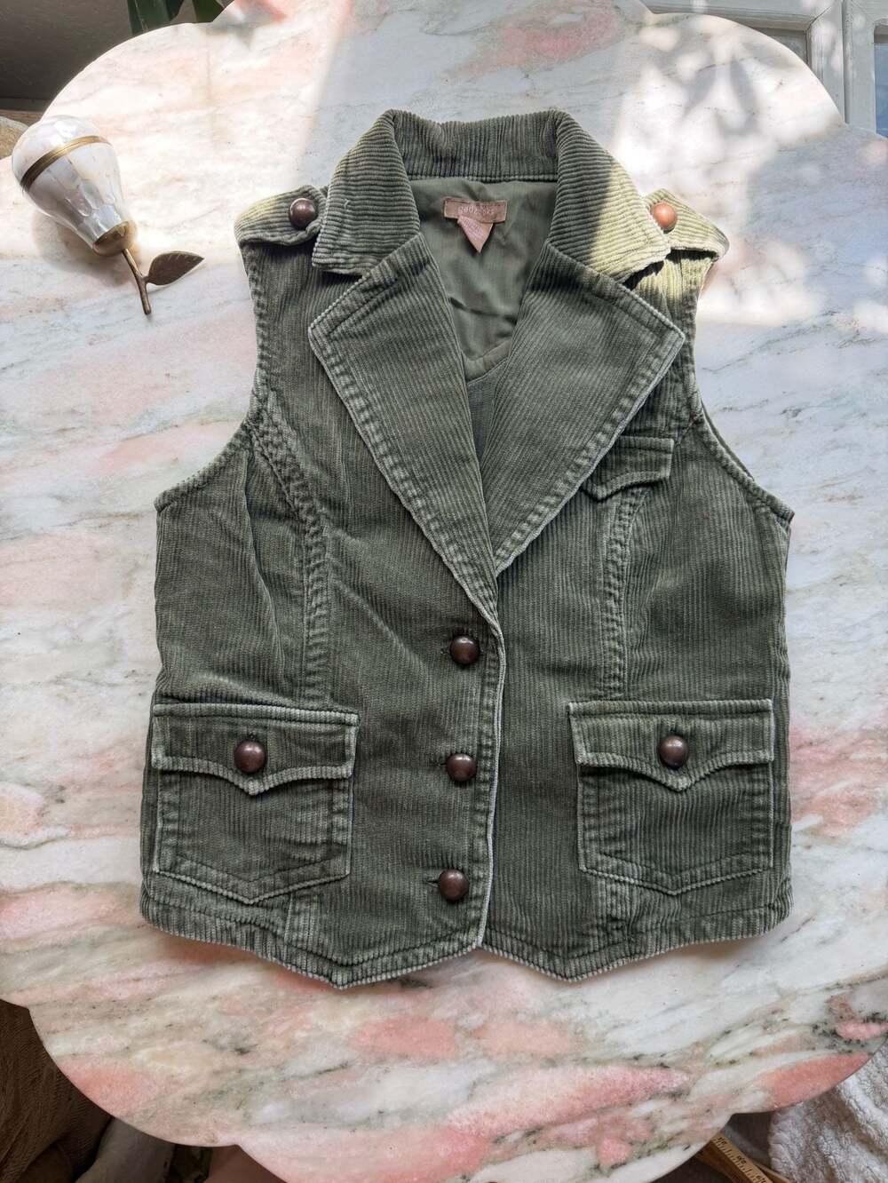 Vintage Gadzooks Olive Green Corduroy Utility Vest Medium